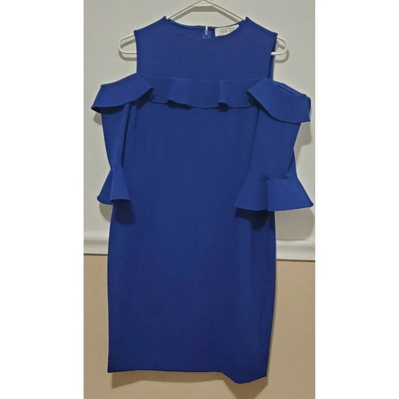 Teri Jon Royal Blue Stretch Cold Shoulder Dress - Picture 4 of 9